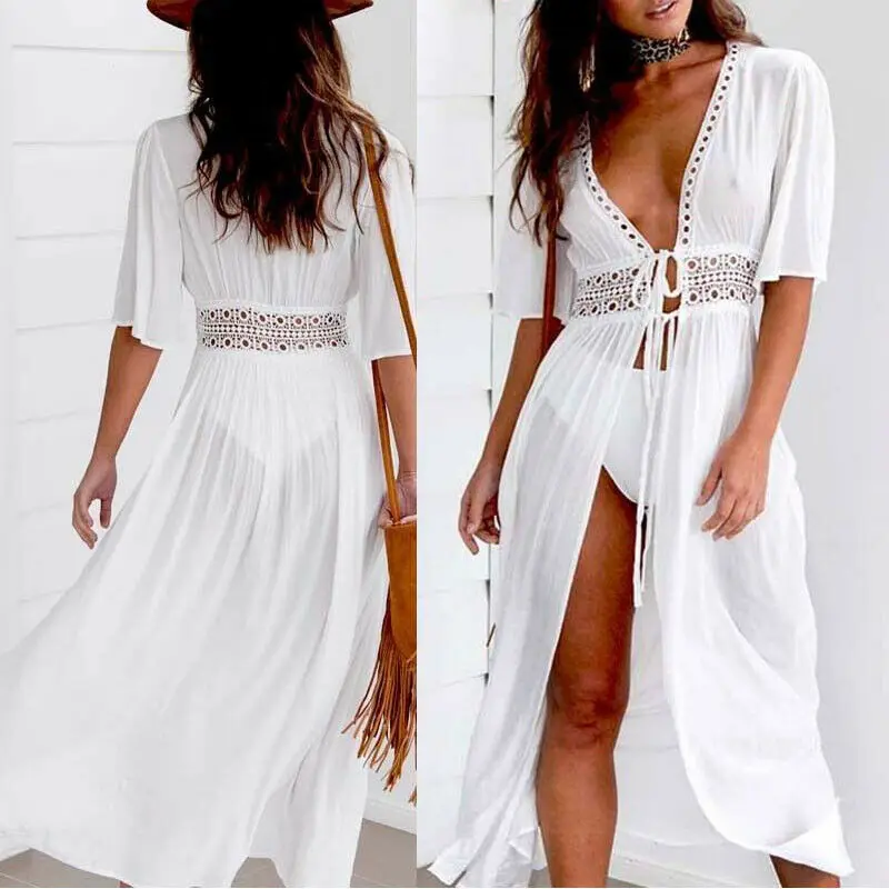 

Sexy Women Bikini Long Cover Up Kaftan Summer Swimwear Beach Bathing Maxi Dress