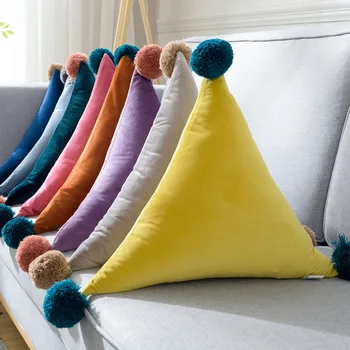 

Luxury Velvet Soft Decorative Throws Pillows Cushions Covers Luxury Square Pillowcase With Balls For Sofa Bed Car Home 50cm