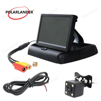 

Foldable Car Monitor 4.3 inch LCD display with 4 LED Night Vision Rear View reversing Camera Auto Parking Assistance