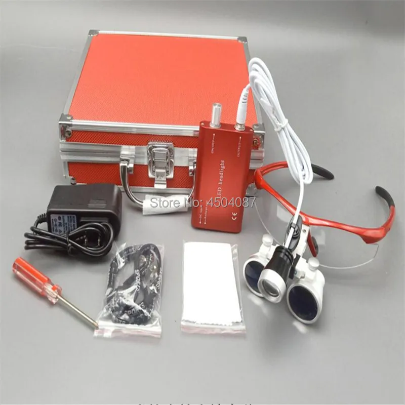 

3W LED Medical Headlight Headlamp+3.5X Medical Magnifier Loupe Medical Surgery Dental Headlight Loupe Set with Aluminum Box