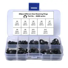 VODOOL 160/260 шт./кор. карбоновая пружинная сталь E-clip Snap Ring ассортимент стопорное кольцо, удерживающее Комплект автомобиль мотоцикл Лодка Ремонт Часть