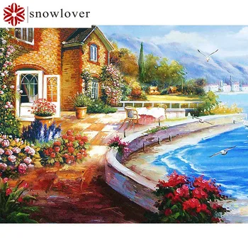 

Sonwlover DIY 5D Diamond Painting Full Square Beach House Decoration Paintings Furniture Decoration Mosaic Diamond Painting