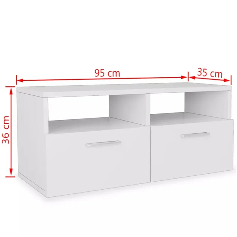  VidaXL TV Cabinet Chipboard 95x35x36 Cm White Stable And Durable With Ample Storage Space For Your 