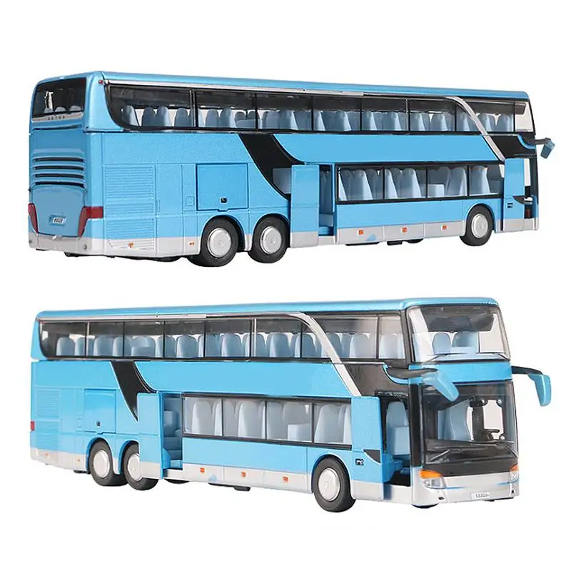 

1:32 Scale Double Layer Tour Bus Model Toy Simulation Road Bus Cars Long Distance Sightseeing Bus Model LED Light Sound Toy Gift