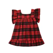 Модное клетчатое праздничное платье принцессы с бантом для маленьких девочек, сарафан, одежда