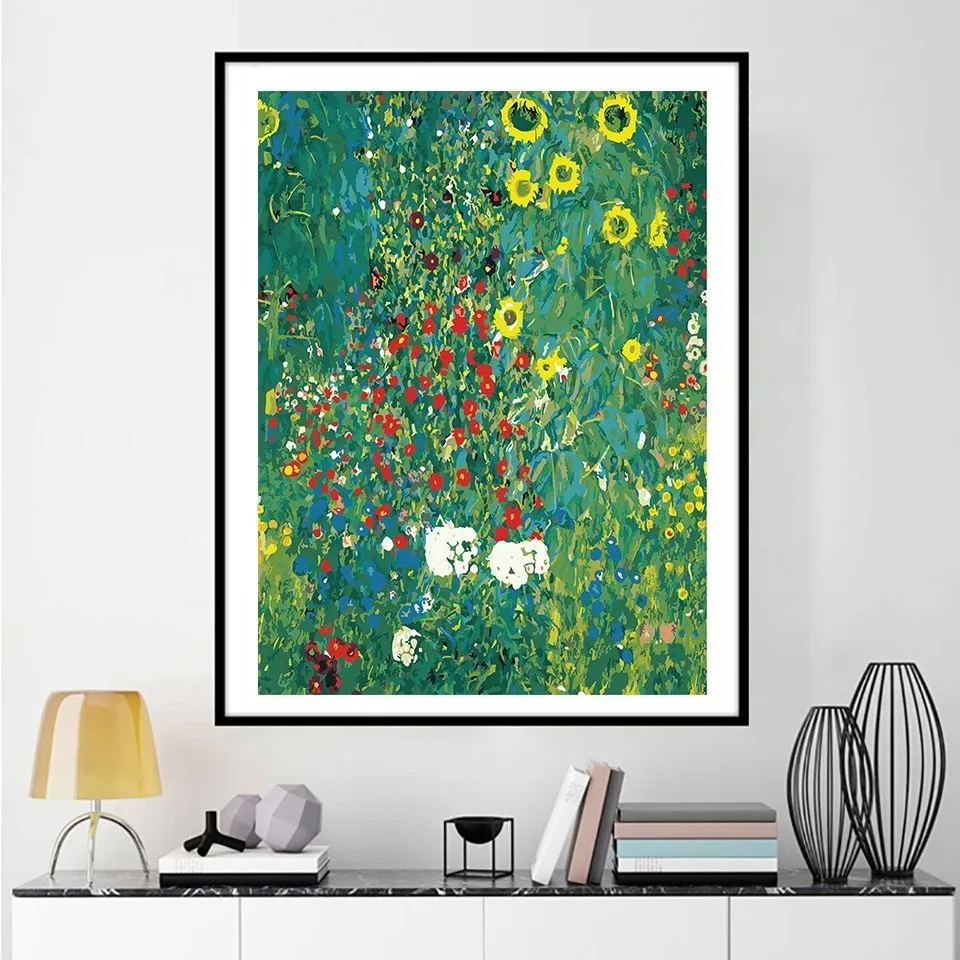 AZQSD Painting By Numbers Paint Sunflower Garden DIY Canvas Picture Hand Painted Oil Painting Flowers Home Decoration K468