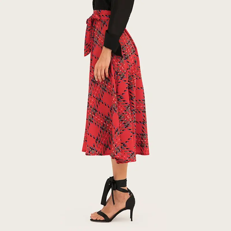 Vintage Plaid Skirt Women 2019 Spring Elegant Street Fashion New Lace Up A Line School Sweet Girl Retro Casual High Waist Skirts Vintage Plaid Skirt Women 2019 Spring Elegant Street Fashion New Lace Up A Line School Sweet Girl Retro Casual High Waist Skirts