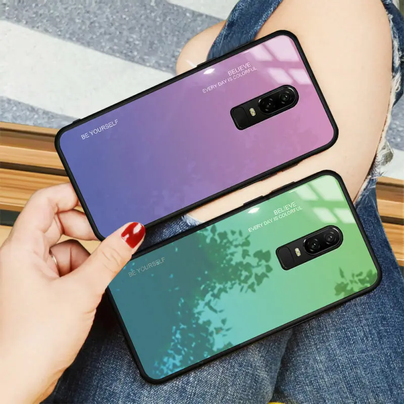 Protective Coque Phone Case For OnePlus 6 6T Shockproof Bumper Gradient Tempered Glass Case Cover Capa For OnePlus 6 6T Fundas Protective Coque Phone Case For OnePlus 6 6T Shockproof Bumper Gradient Tempered Glass Case Cover Capa For OnePlus 6 6T Fundas