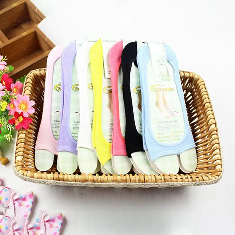 

1 Pair Of Summer Fish Mouth Boat Socks Toe Open Non Slip Two Fingers Invisible Toe Yoga Dance Socks For Women And Men