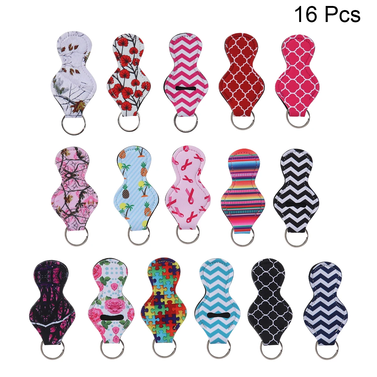

16pcs Lipstick Holder Keyring Keychain Chapstick Key Ring Chain Holder For Kids Adult Women Girls Bags Jacket Backpack Purse