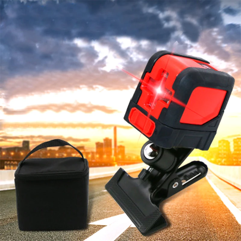 

IP54 2 Beam Cross Line Leverler Measure Tool Red Laser Level Self-Leveling Laser Levels Universal Clip Mini Size