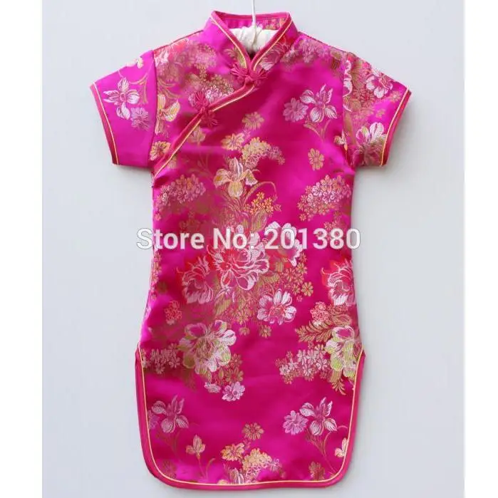 Зеленый китайский платье для девочек Дети Qipao Chi-Pao Cheongsam подарок одежда Одежда для маленьких девочек одежда с цветочным рисунком год