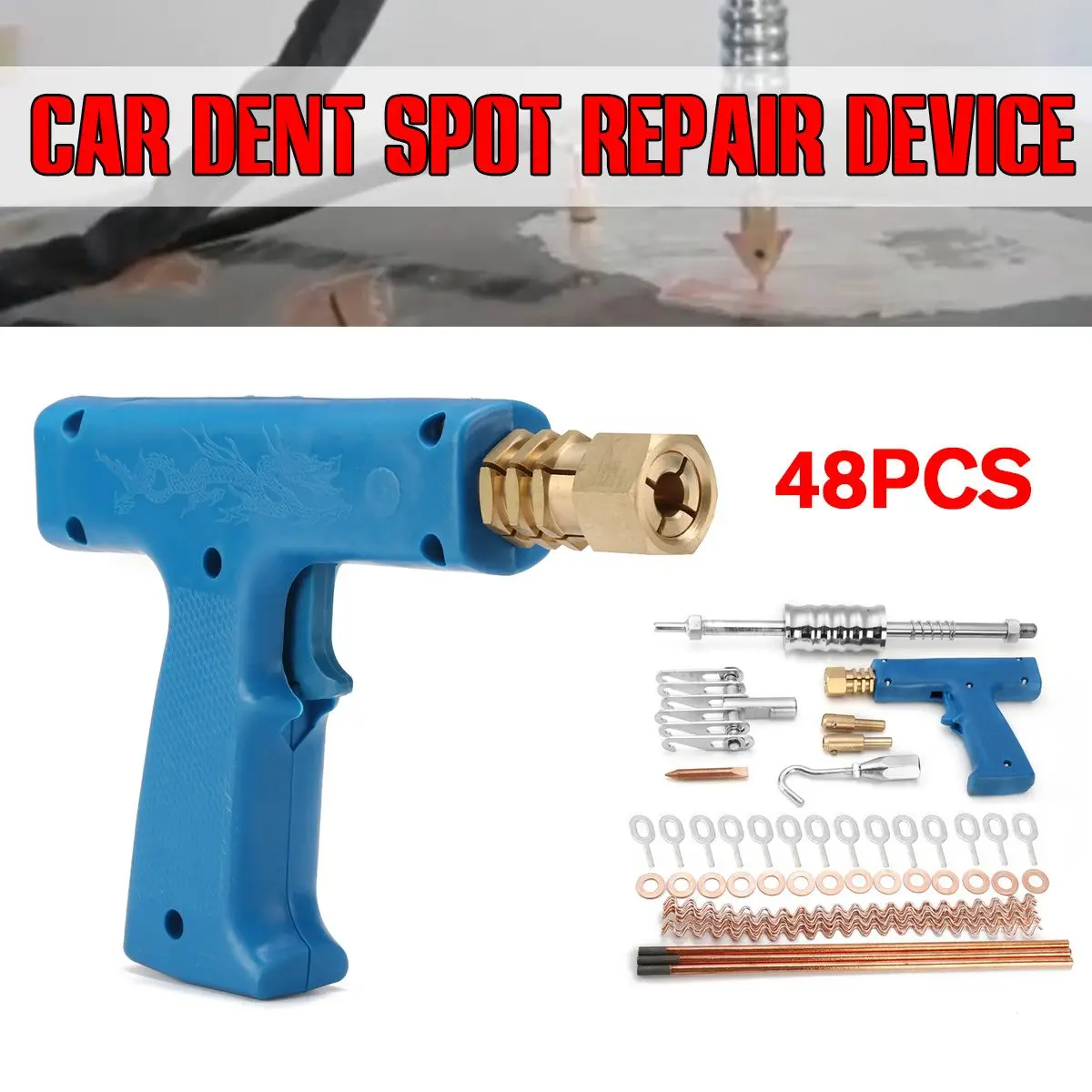 

48Pcs Dent Puller Kit Car Body Dent Repair Device Welder Stud Weld Welding pull rings round washers wiggle wires