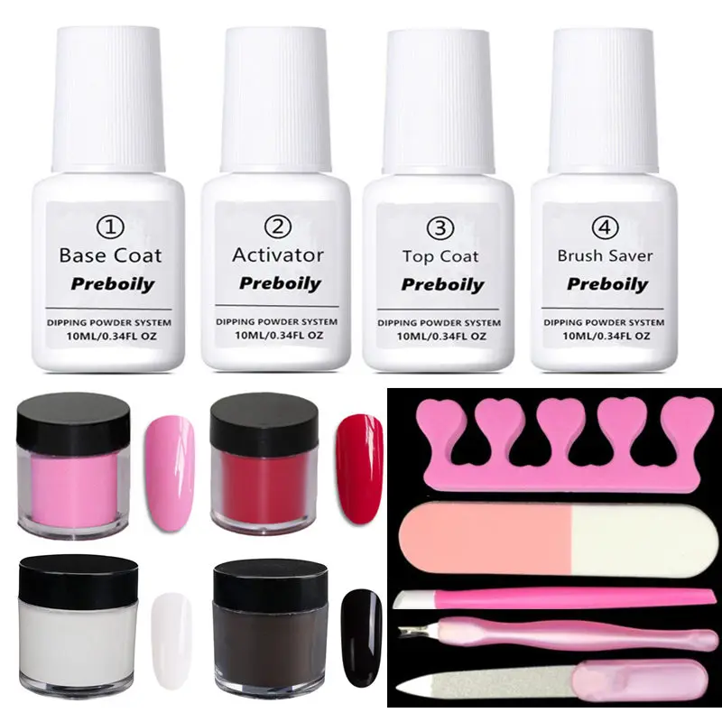 

13Pcs/Set Dipping System Nail Art Kit 20 Color Dip Powder With Dip Base Activator Liquid Gel Natural Dry Without Lamp Cured
