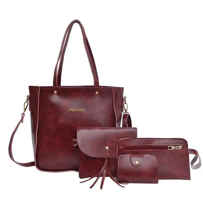 

4pcs/set 2019 Vintage Women's Handbags Famous Fashion Brand Candy Crossbady Shoulder Bags Women Card Holder Satchel Bags