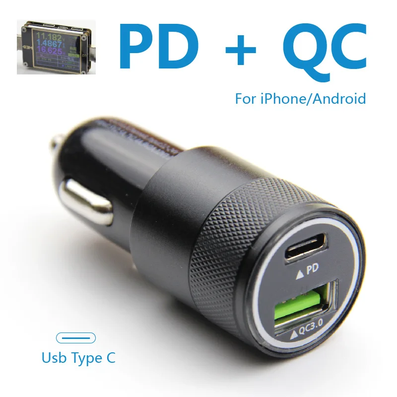 Автомобильное зарядное устройство Usb type C PD 3 0 с быстрой зарядкой 2 QC мобильное