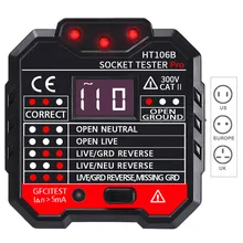 HT106B розетка тест er US/EU/UK вилка цепи полярности детектор напряжения настенная вилка выключатель Finder RCD тест ЖК-розетка тест er