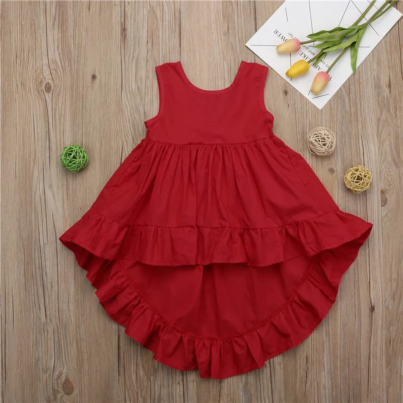 

Summer Casual Cute Dress Clothing Princess Girls Toddler Kids Baby Girls Party Dress Sundress Sleeveless Solid Ruched Clothes