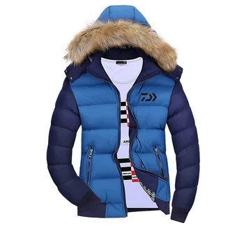 

2018 New Daiwa Man Fishing Clothing Thick Men Male Winter Jacket Warm Autumn And Winter Waterproof Hiking Coat with Fur Hood