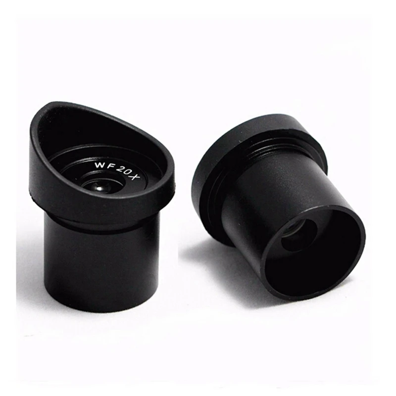One Pair WF20X Eyepiece Optical Lens for Stereo Microscope Mounting Diameter 30 or 30.5 mm Wide Field View 10mm Rubber Eye Cups