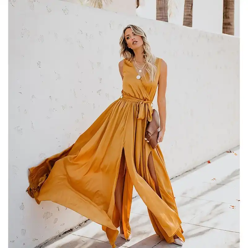 yellow boho maxi dress