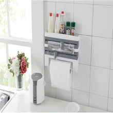 Творческий кухня полиэтиленовой пленкой стеллаж для хранения многофункциональный с Резак Алюминиевой Фольги барбекю бумажное полотенце настенный стойку