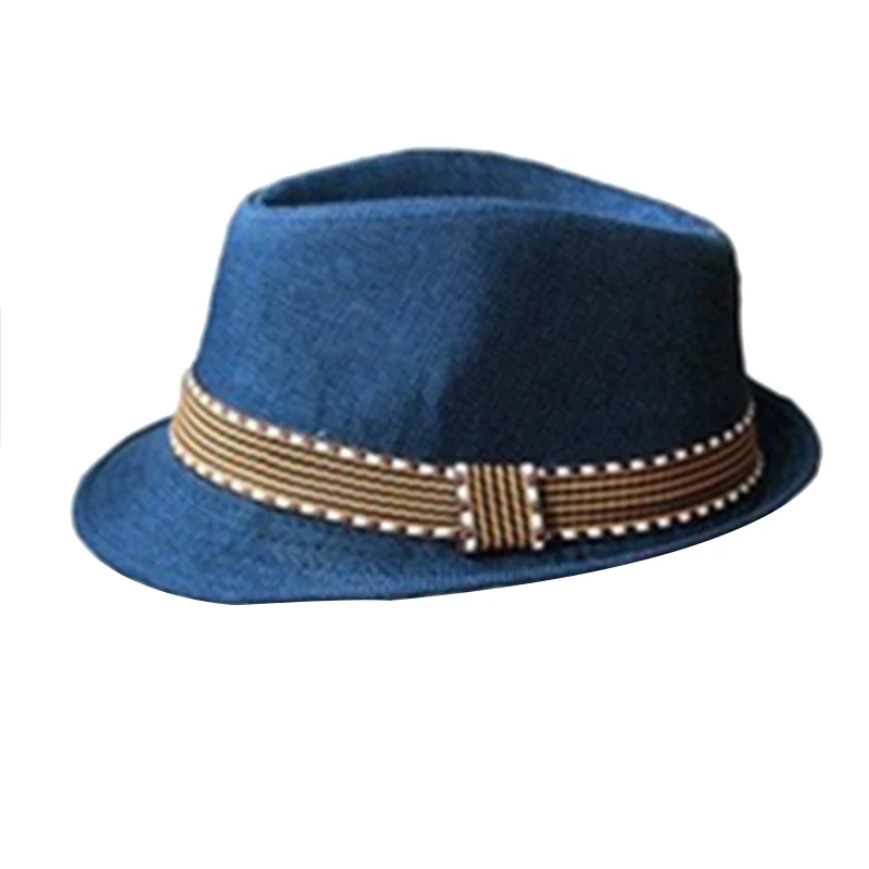 

2019 Fashion Steampunk Kids Boy Girl Unisex Fedora Hat Contrast Trim Cool Jazz Hat Trilby Cap