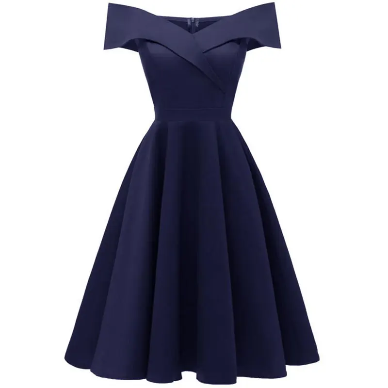 Women's Vintage Satin Dress 2019 Women's Clothing Neck Collar Summer Off-Shoulder Lace Skinny Dress Dress Party Party Dress
