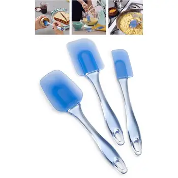 

3Pcs/Set Transparent Blue Heat Resistant Silicone Spatulas Cake Baking Tool Home DIY Cake Decorating Spatula Cream Scraper
