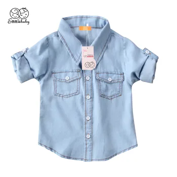 

Baby Girls Boys Kids Gentleman Shirt Newborn Fashion Denim Casual Long Sleeve Shirts Outwear Clothes