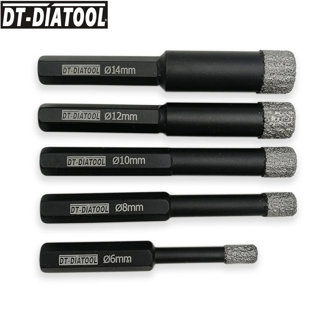 DT-DIATOOL 5pcs/box Vacuum Brazed Dry Diamond Drilling Core Bits Hole Saw with Hexagon Shank for Marble Concrete Tile Ceramic