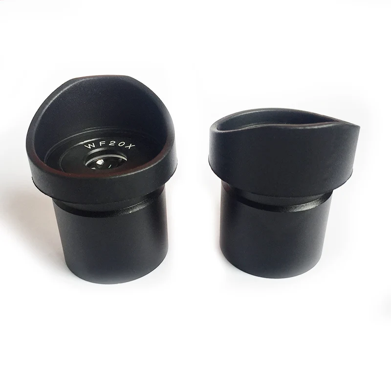 One Pair WF20X Eyepiece Optical Lens for Stereo Microscope Mounting Diameter 30 or 30.5 mm Wide Field View 10mm Rubber Eye Cups