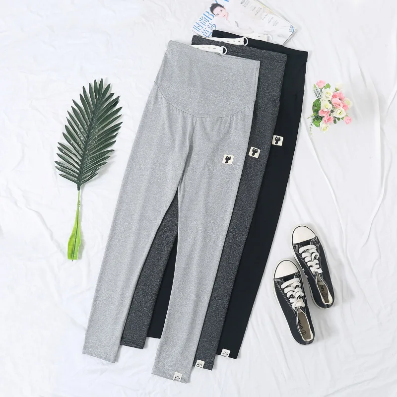 

Summer Thin Section Pregnant Women Nine Pants Maternity Clothes Pregnant Women Leggings Feet Pants Solid Color Kitten Leggings
