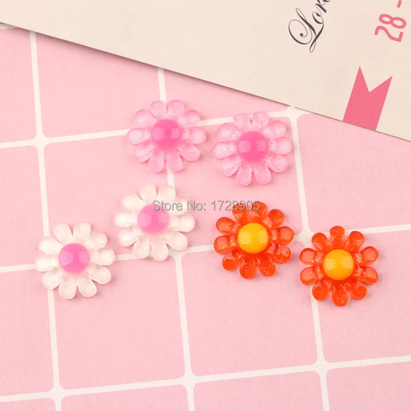 

Sunflower flowers cabochons 20mm 10pcs colorful Resin Flat back Cabochon Art Supply Decoration Charm Craft