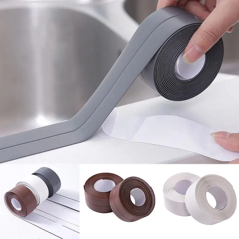 

Self Adhesive Kitchen Ceramic Sticker Waterproof Anti-moisture PVC Sticker Bathroom Wall Corner Line Sink Stickers 3.8*320cm