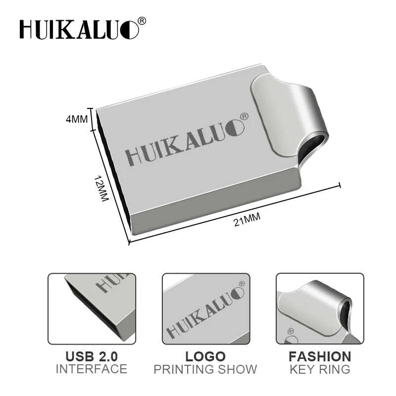 Huikaluo модный мини USB флэш накопитель 8 ГБ 16 32 64 Гб 128 металлические флешки флеш карта