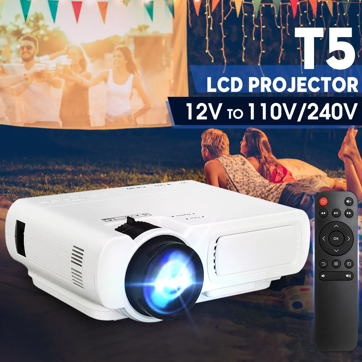 

Mini Projector T5 LCD 7000 Lumens 1080P Full HD Wifi bluetooth Home Theater Android 6.0 Audio Speaker Home Theater Cinema