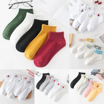 

5 Pairs New Ladies Women Plain Colour Comfortable Soft Cotton Ankle Socks hosiery ladies boat slippers socks winter