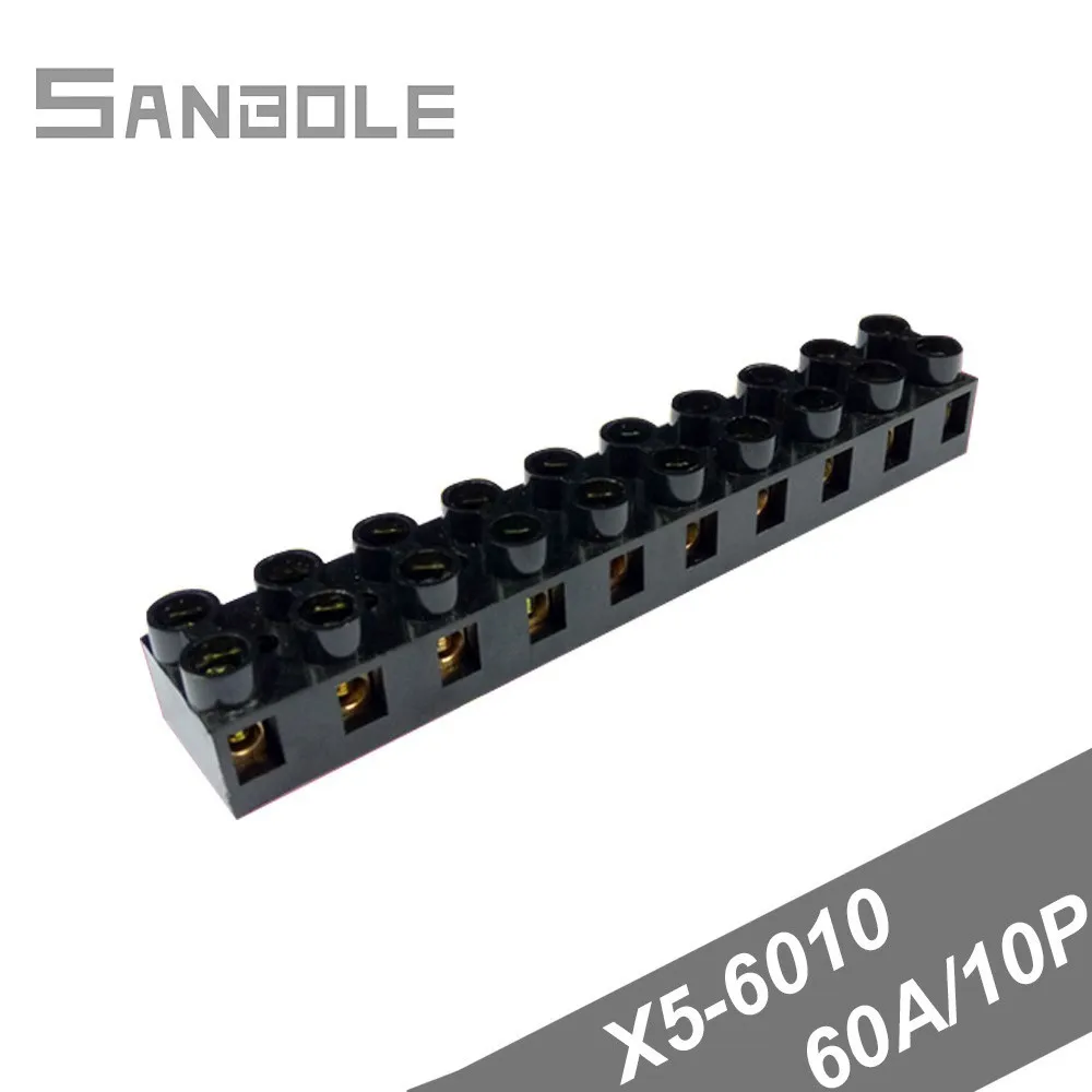 

Terminal block Barrier Black X5-6010(JX5-6010) 60A/10P 600V Fixed Type Base Connection Dual Row Connector