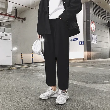 

Spring New Pants Men Fashion Solid Color Trend Elastic Waist Casual Trousers Man Streetwear Hip Hop Loose Straight Pants Male