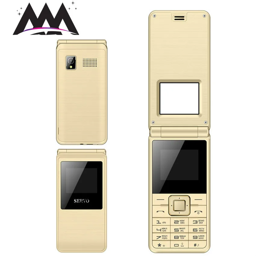 SERVO русская клавиатура Flip мобильный телефон Dual SIM 1,77 "Большой шрифты телефон FM MP3 старик GSM раскладушка сотовые телефоны