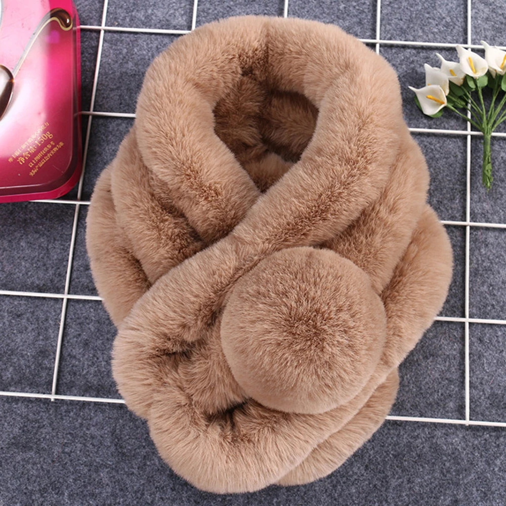 Women Fashion Plush Rex Rabbit Hair Scarf Shawl Thickened Fur Collar Scarf Warm