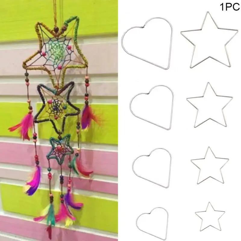 

NEW Manual Metal Dream catcher Heart and start Hoop Ring Handmade Wicker Crafts DIY Dream catcher Tool Material Accessories