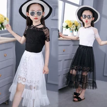 Новинка; платье для девочек; летнее платье; 9; детское платье принцессы; 12; летняя одежда для учащихся средней школы; 11 лет; детская модная кружевная одежда