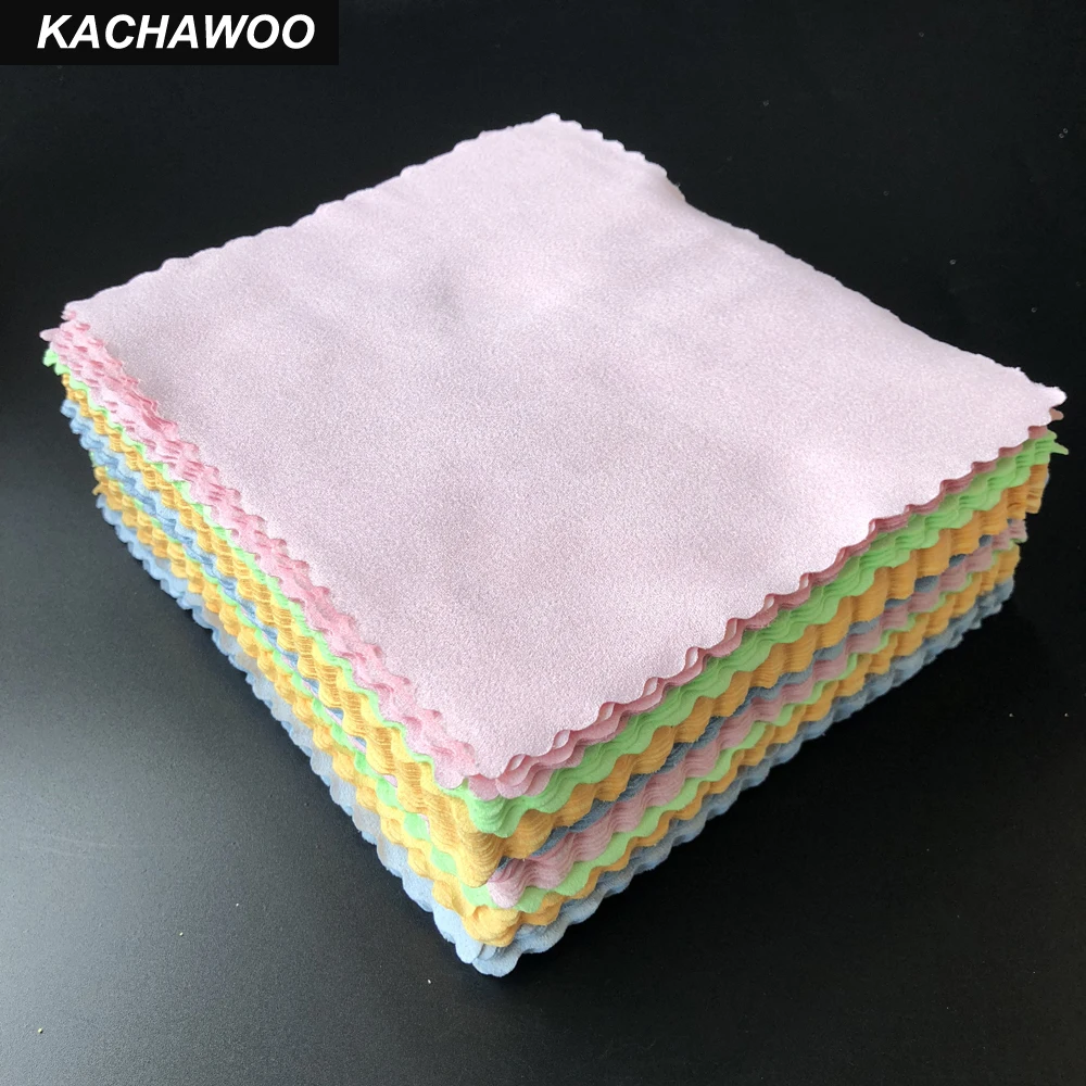 

Kachawoo 175mm X 145mm 100pcs Suede Microfiber Cloth for Eyeglasses Mixed Color Sunglasses Cloth Customize Logo Available