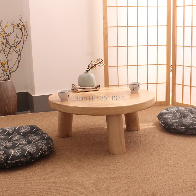 Japanese style burlywood color Round Table Paulownia Wood Traditional Asian Furniture Living Room Low Floor Coffee Table Wooden Japanese style burlywood color Round Table Paulownia Wood Traditional Asian Furniture Living Room Low Floor Coffee Table Wooden