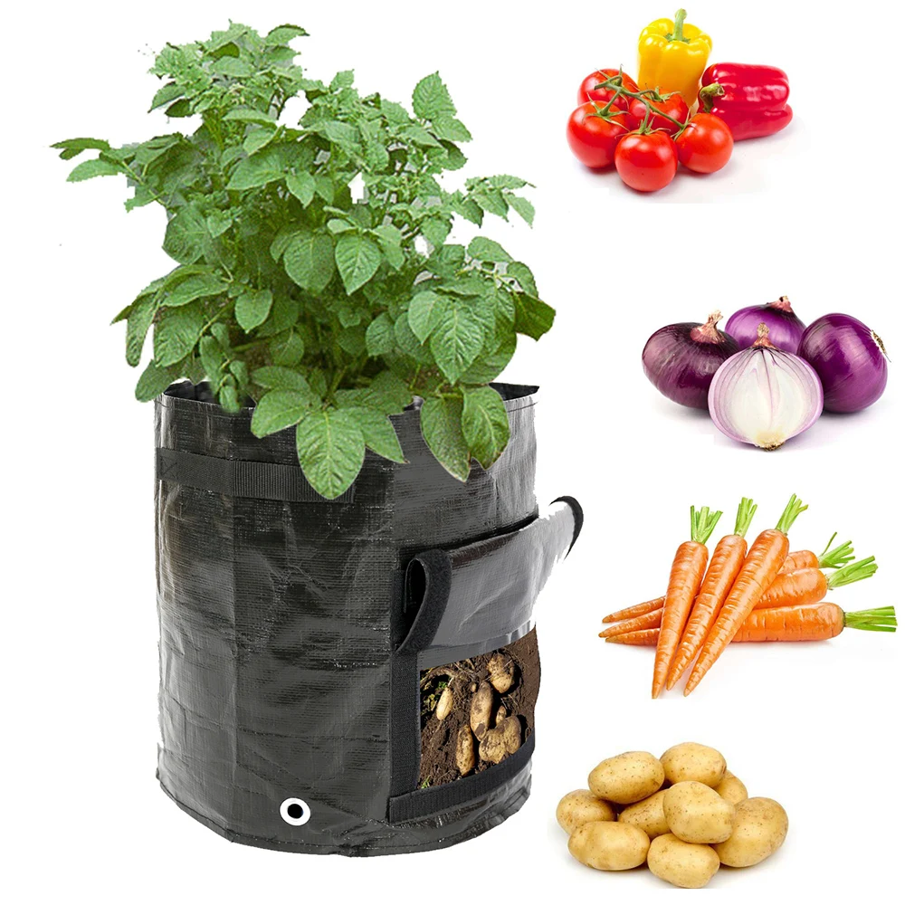 

10 Gallons Garden Bag with Handles UV Protection PE Planting Grow Bag Vegetables Potato Tomato Planter Growing Bags