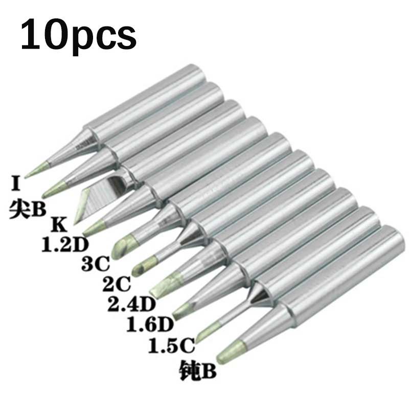 

10pcs/kit 5.93mm (approx) Soldering Iron Tip 2.4d I 3c 1c 2c K B For Aoyue 968 Solder Rework Station For Home Diy Tools Part