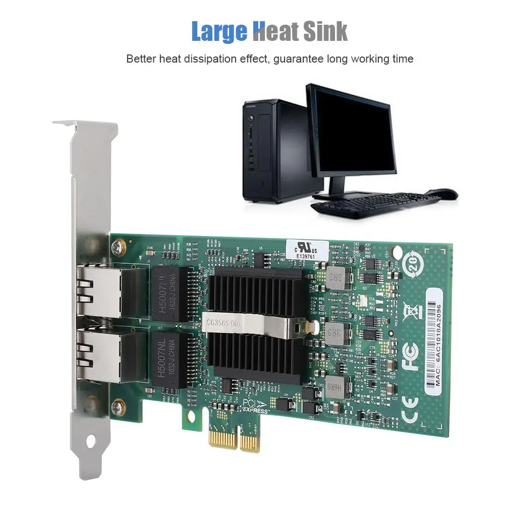 Для Intel 82575EB/GB PCI E Двухпортовая гигабитная LAN Ethernet Сетевая карта Карта|Сетевые