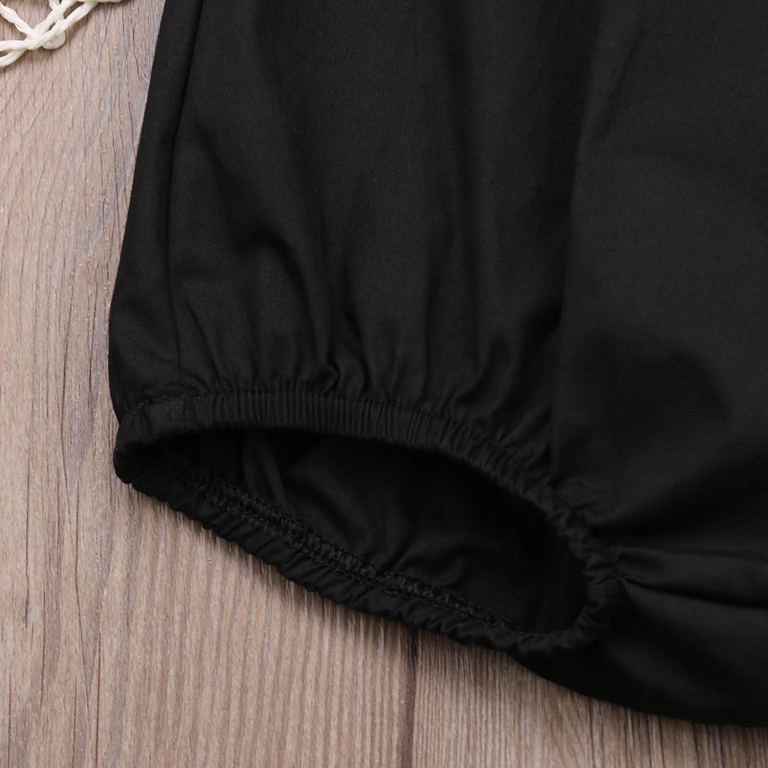 Summer Causal Infant Kids Baby Girls Romper Short Sleeve Solid Black Cotton Jumpsuits Romper Girls Clothes baby rompers cotton jumpsuit baby jumpsuit baby clothing